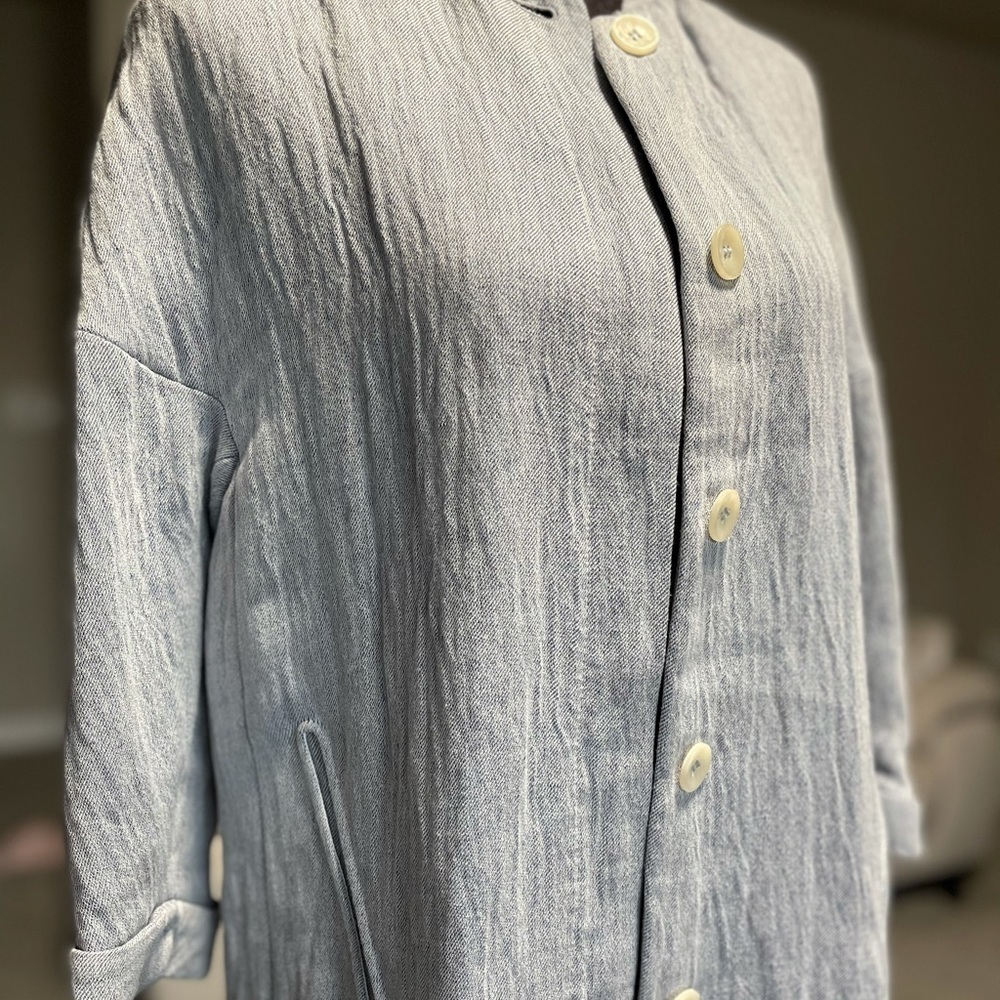 Zara Basic Outwear Linen/Denim Blazer - Picture 5 of 5